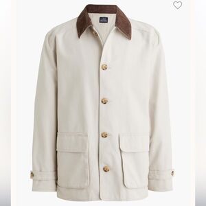 J. Crew Barn Jacket Stone large Cotton CF923 $198 classic brown corduroy collar